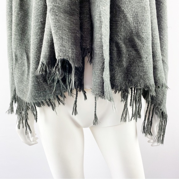 West Elm Dark Gray Fringe Scarf Shawl 44" x 56" Rectangle - Picture 5 of 7